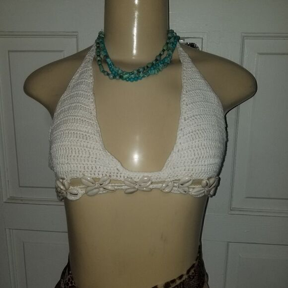 Handmade Crochet white  Bikini 2 pc set  small - Picture 4 of 16